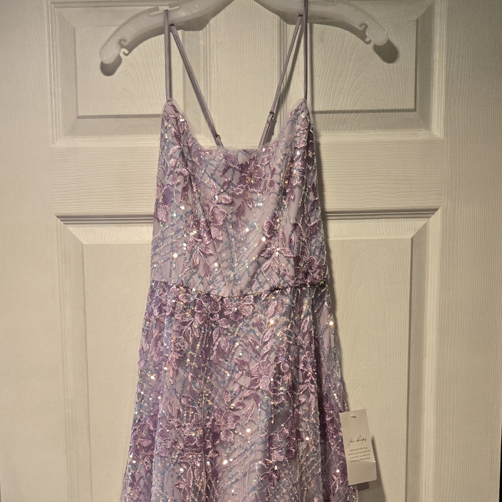 Chic Lavender Floral Prom Dress - Picture 6 of 6